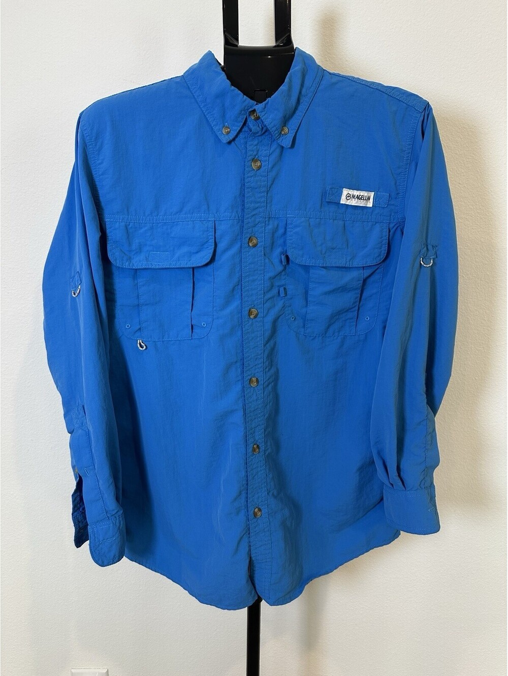 Magellan Outdoor Long Sleeve Shirt Mens Small Blue Fishing Hiking MagWick  -071-